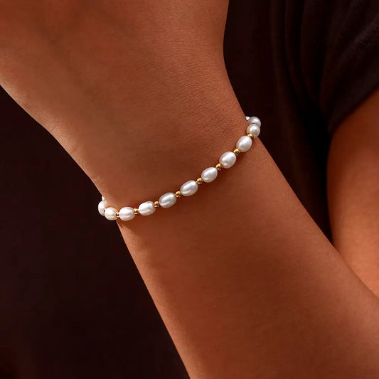 Élégant Perle et Or Bracelet