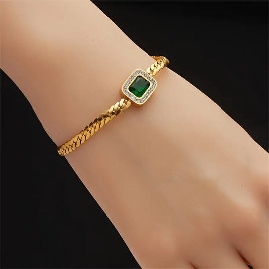 Or Émeraude Bracelet Chaîne