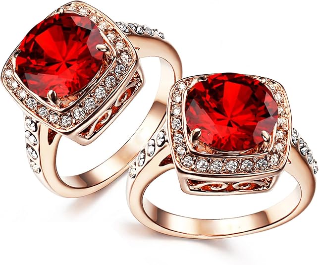 Rubis Halo Bague Statement | Or Rose