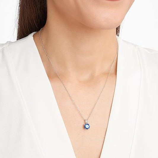 Taille Ronde Saphir Collier | Or Blanc