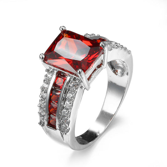 Argent Rubis Split-Shank Bague