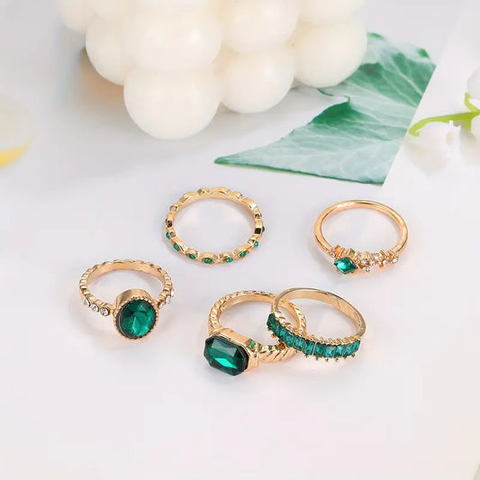 Zarina Exquisite Émeraude Bague Set | Or