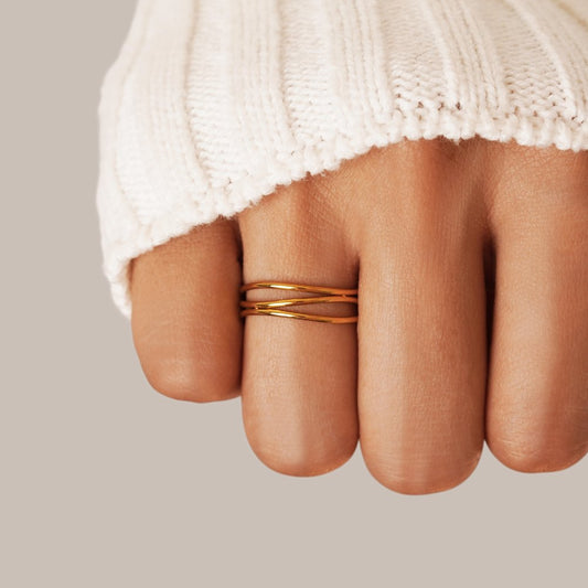 Or Minimaliste Enveloppant Bague