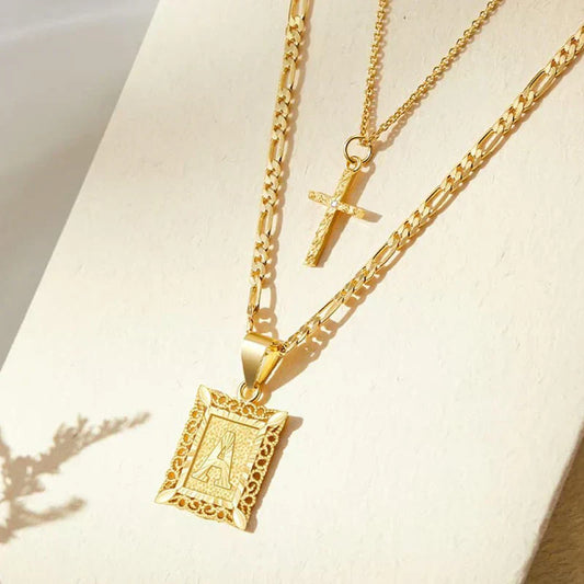 Croix Collier Initiale Set | Or
