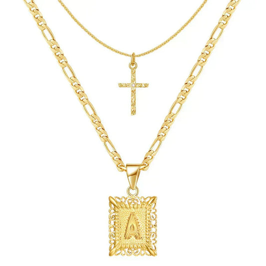Croix Collier Initiale Set | Or