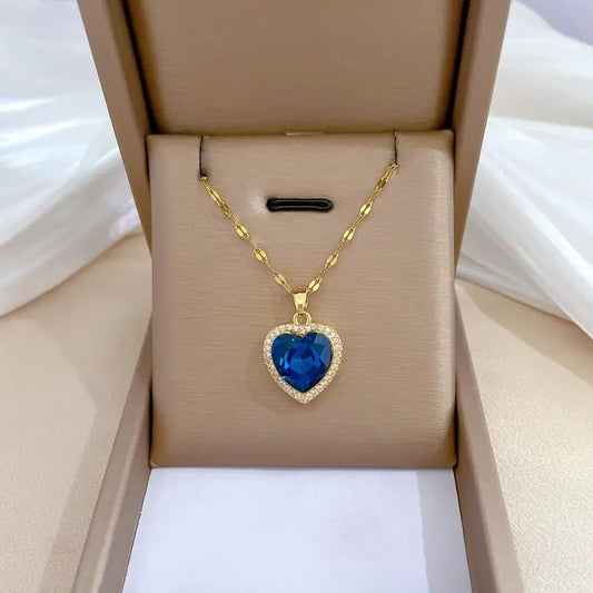Or Saphir Cœur Collier