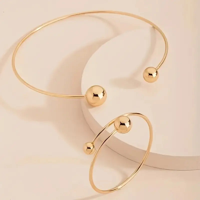 Minimaliste Glow Collar & Bracelet Manchette Set | Or