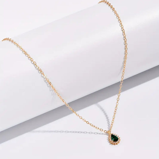 Or Émeraude Goutte Collier