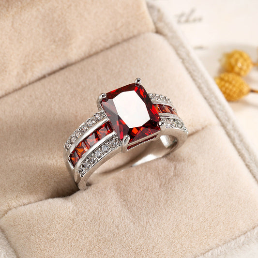 Argent Rubis Split-Shank Bague