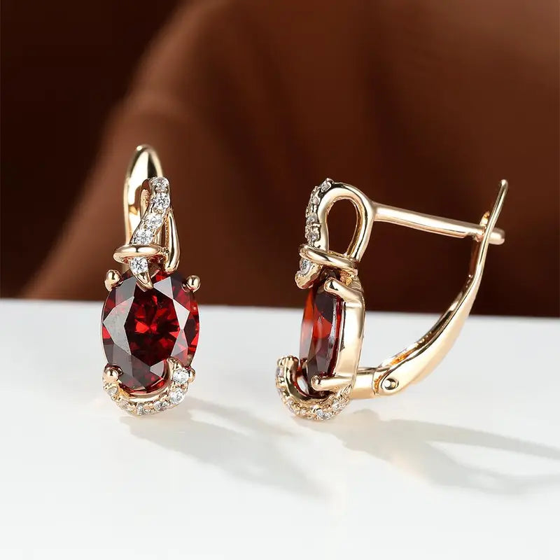 Crimson Twilight Boucles d'Oreilles Pendantes | Or