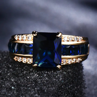 Or Saphir Square-Cut Bague