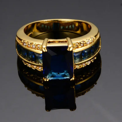 Or Saphir Square-Cut Bague