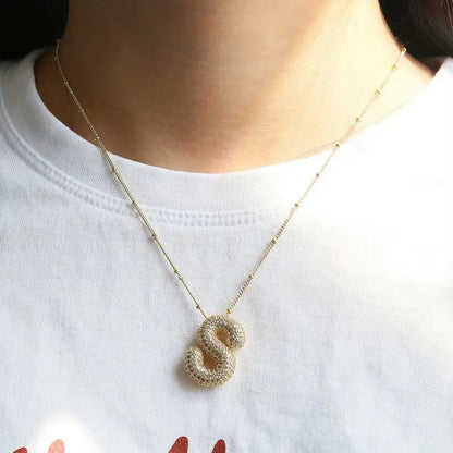 Bubble lettre initiale collier set | Or