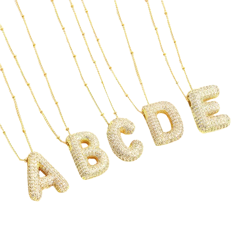 Bubble lettre initiale collier set | Or