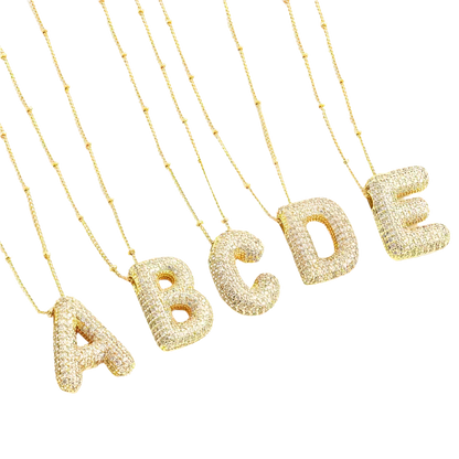 Bubble lettre initiale collier set | Or