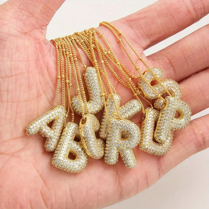 Bubble lettre initiale collier set | Or
