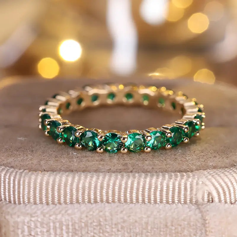 Or Émeraude Éternité Bague
