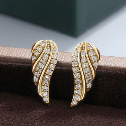 Moderne Leaf Pavé Boucles d'Oreilles | Or