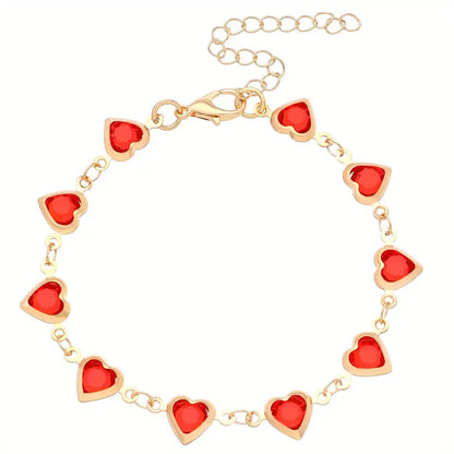 Or Rubis Cœur Bracelet Chaîne