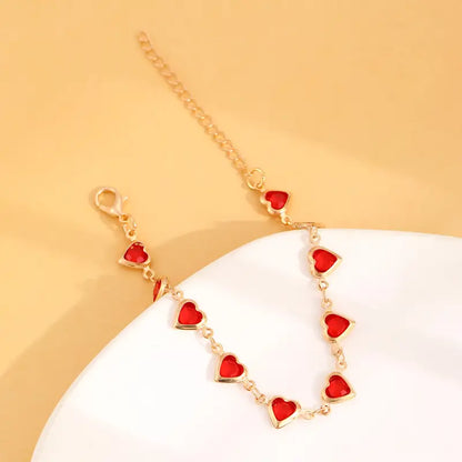 Or Rubis Cœur Bracelet Chaîne
