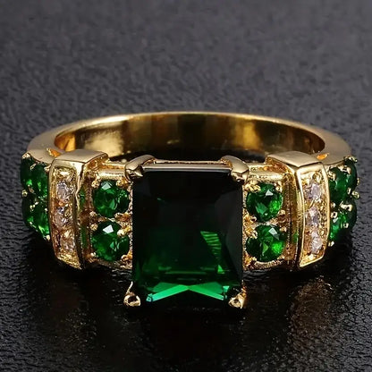Or Émeraude Géométrique Bague
