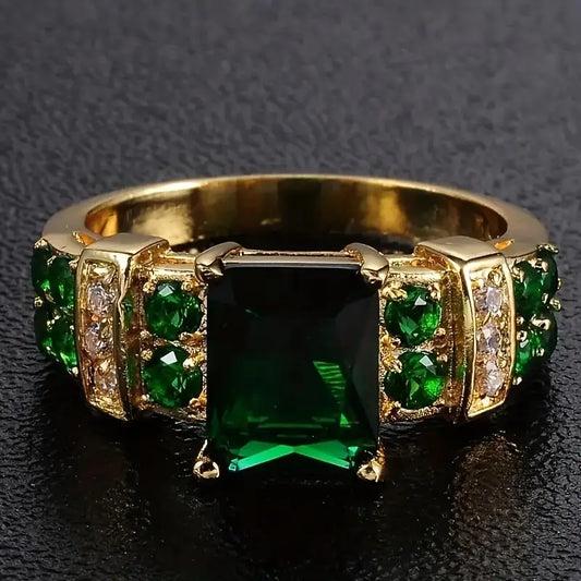 Or Émeraude Géométrique Bague