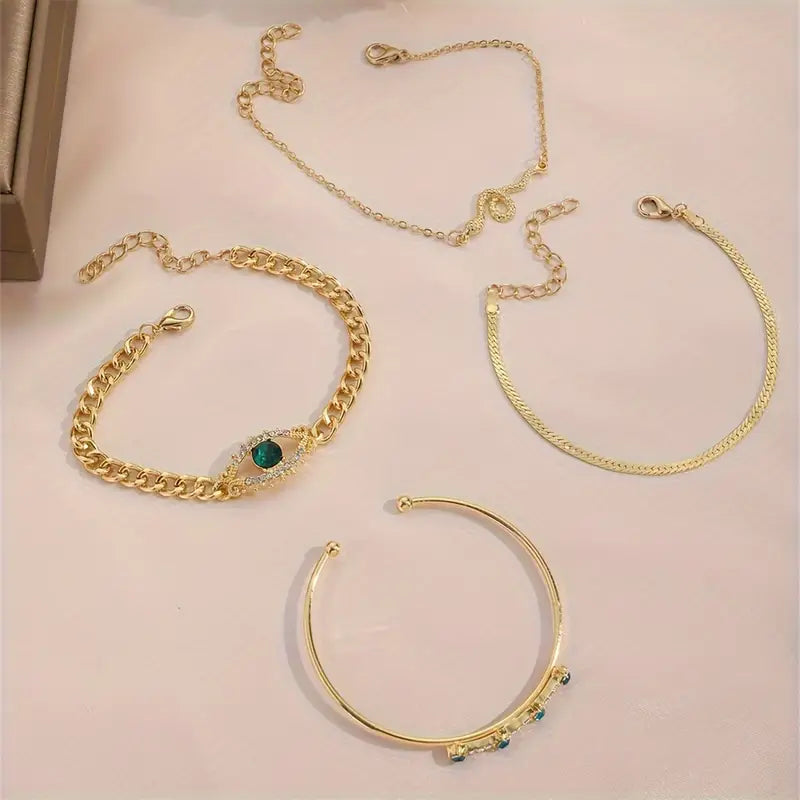 Or Émeraude Bracelet à Breloques Set