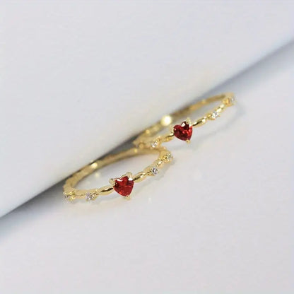 Or Rubis Cœur Bague