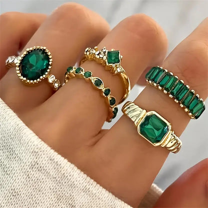 Or Émeraude Bague Set