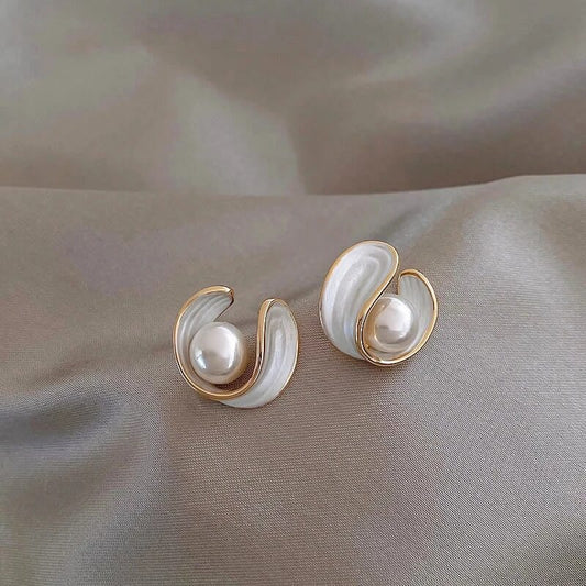 Or Swirl Perle Puces d'Oreilles