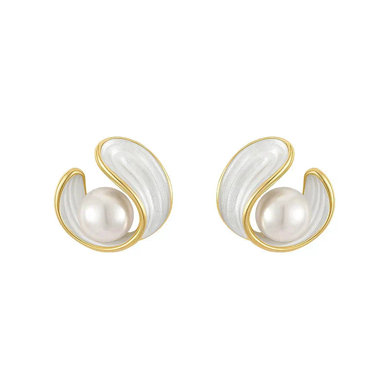 Or Swirl Perle Puces d'Oreilles