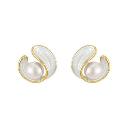 Or Swirl Perle Puces d'Oreilles
