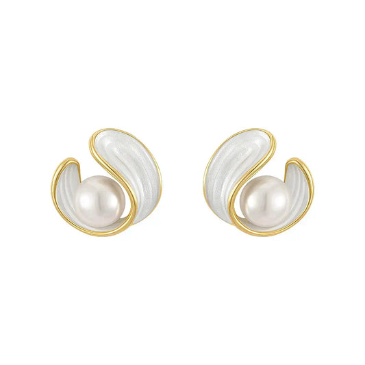 Or Swirl Perle Puces d'Oreilles