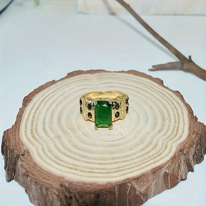 Or Émeraude Géométrique Bague