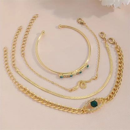 Or Émeraude Bracelet à Breloques Set