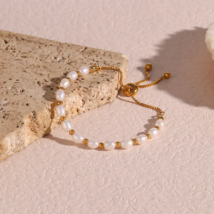 Élégant Perle et Or Bracelet