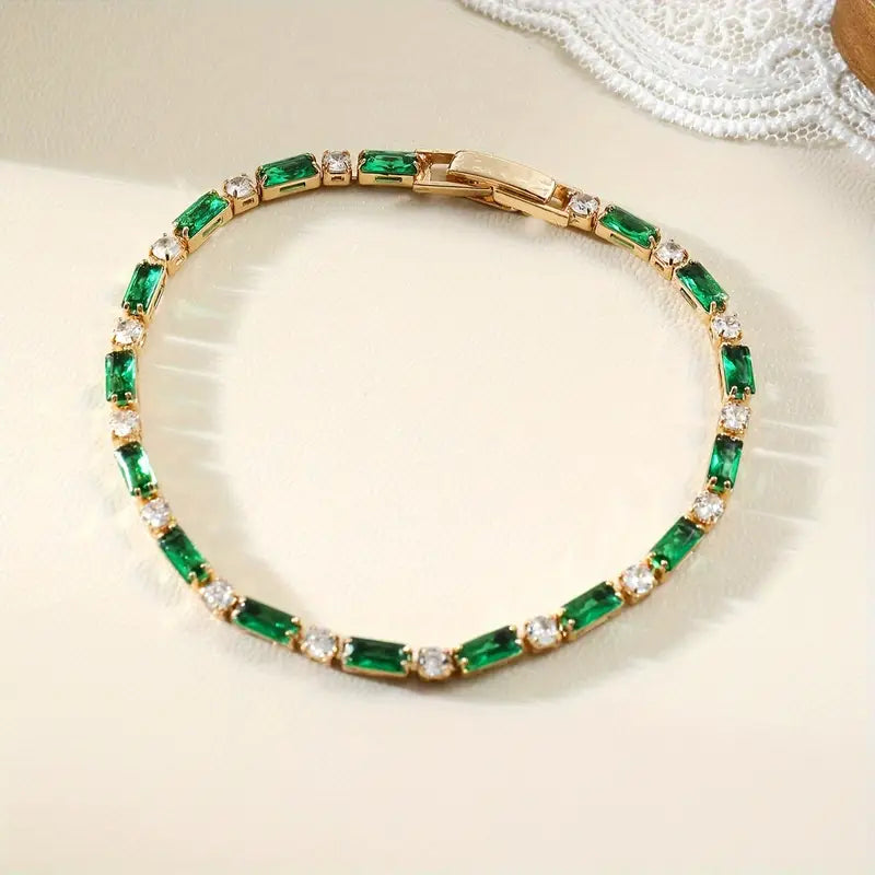 Or Émeraude Alternating Bracelet Tennis