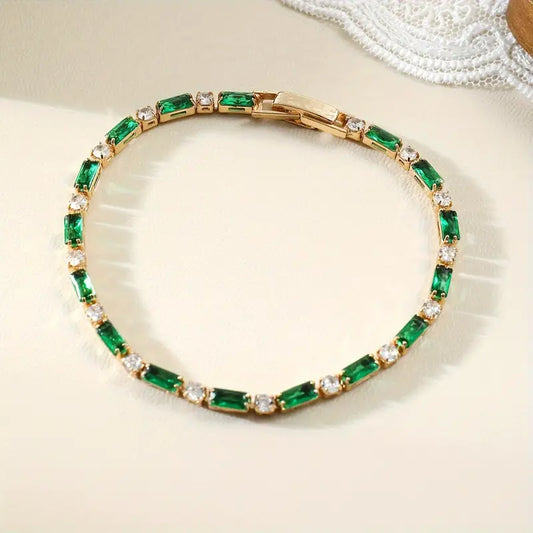 Or Émeraude Alternating Bracelet Tennis