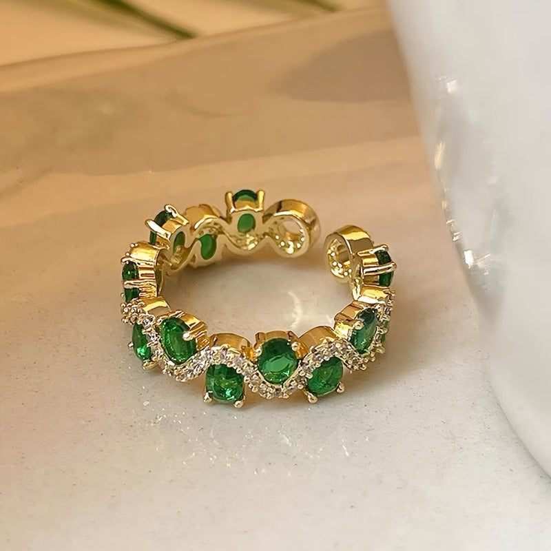 Calira Sparkling Émeraude Bague Ouverte | Or