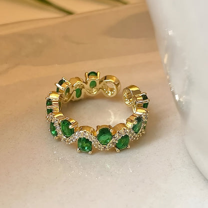 Calira Sparkling Émeraude Bague Ouverte | Or