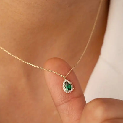 Or Émeraude Goutte Collier