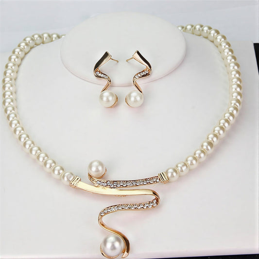 Élégant Naturel Perle Collier Set