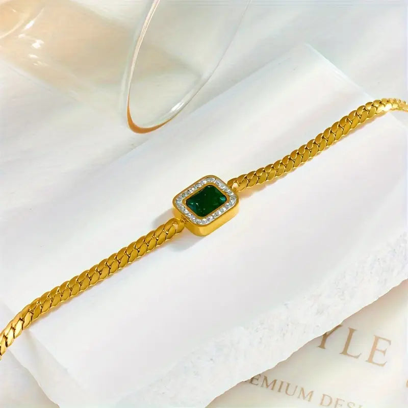 Or Émeraude Bracelet Chaîne