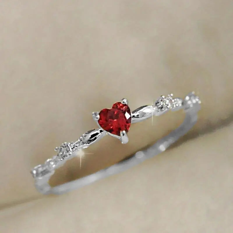 Or Rubis Cœur Bague