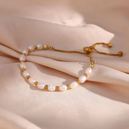 Élégant Perle et Or Bracelet
