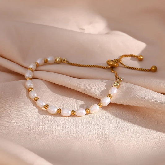 Élégant Perle et Or Bracelet