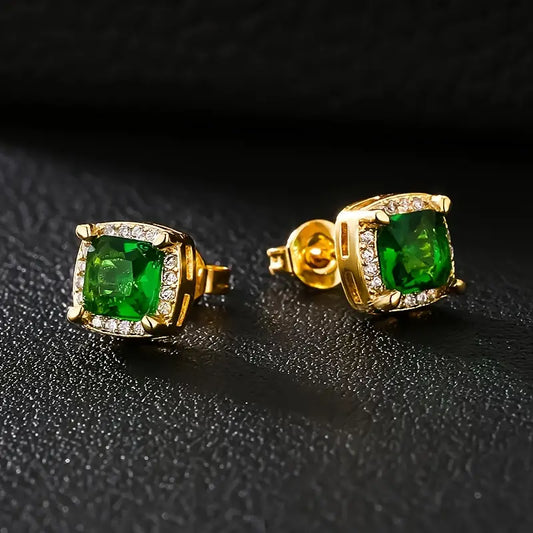 Or Émeraude Halo Puces d'Oreilles