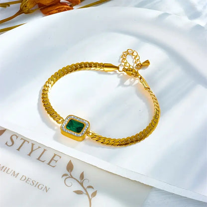 Or Émeraude Bracelet Chaîne