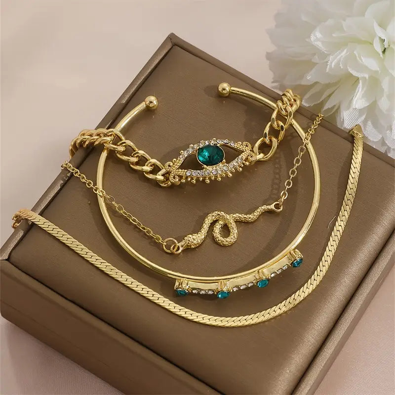 Or Émeraude Bracelet à Breloques Set