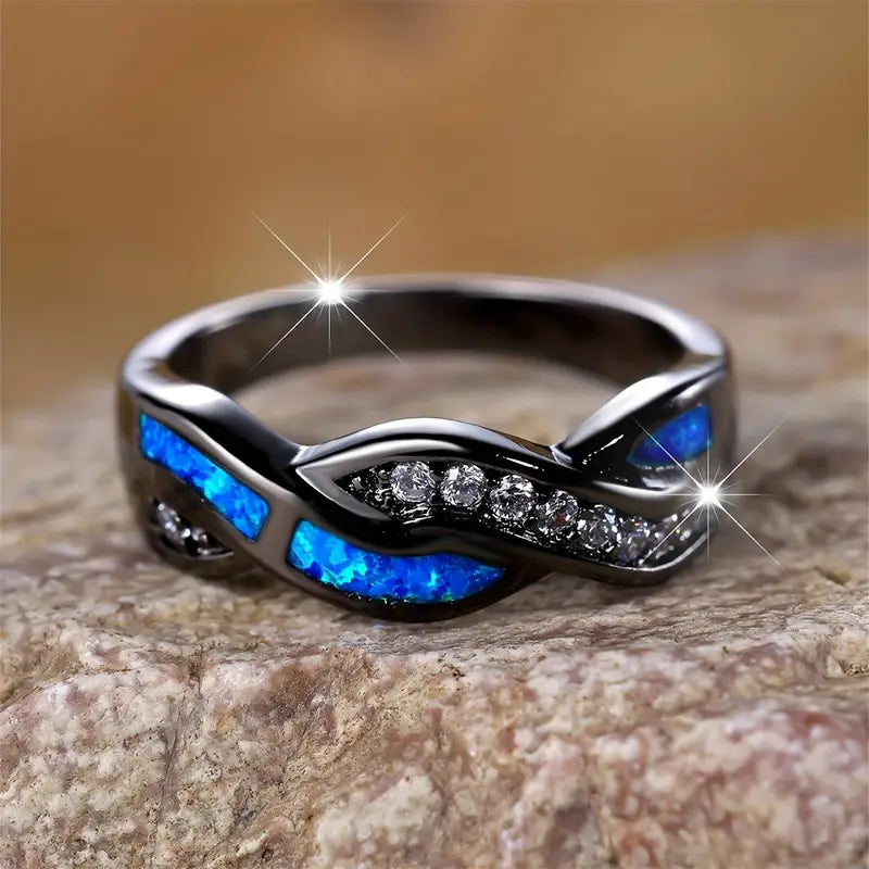 Argent Torsadé Incrustation Bague